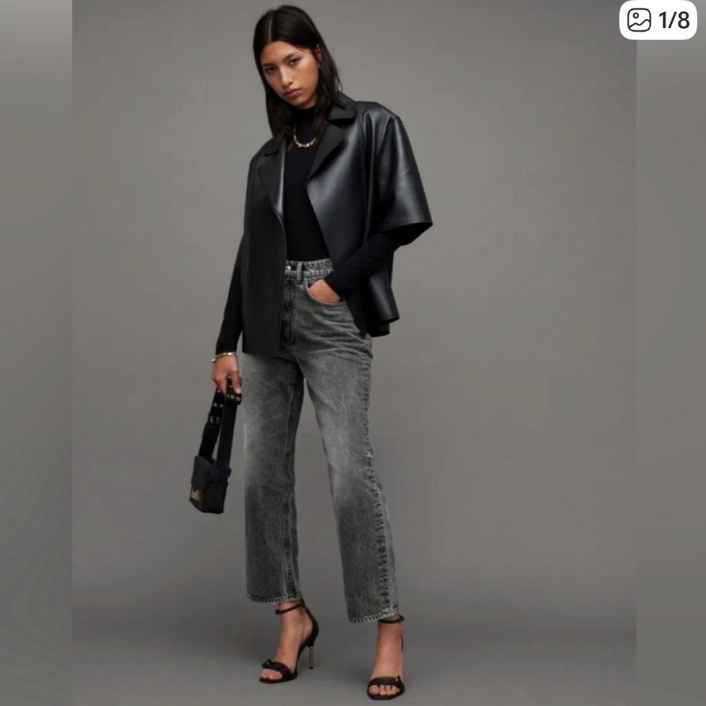 ALL SAINTS Jacket and Gray Jeans